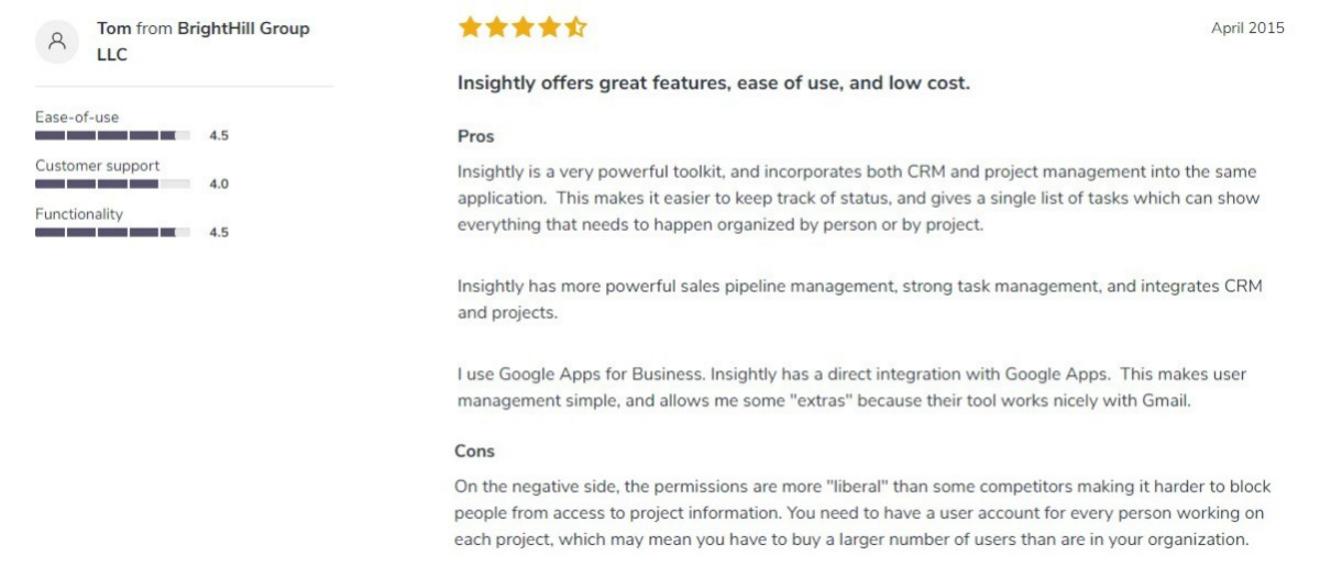 Review by Tom from Brighthill Group LLC | Lead Management Software Review | free lead management software